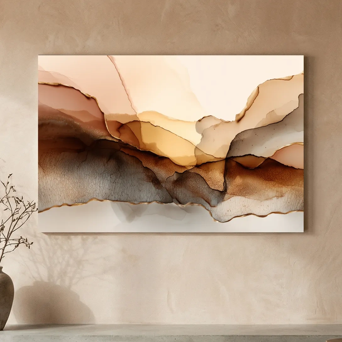 Abstract Alcohol Ink Landscape Painting - Modern Minimalist Wall Art