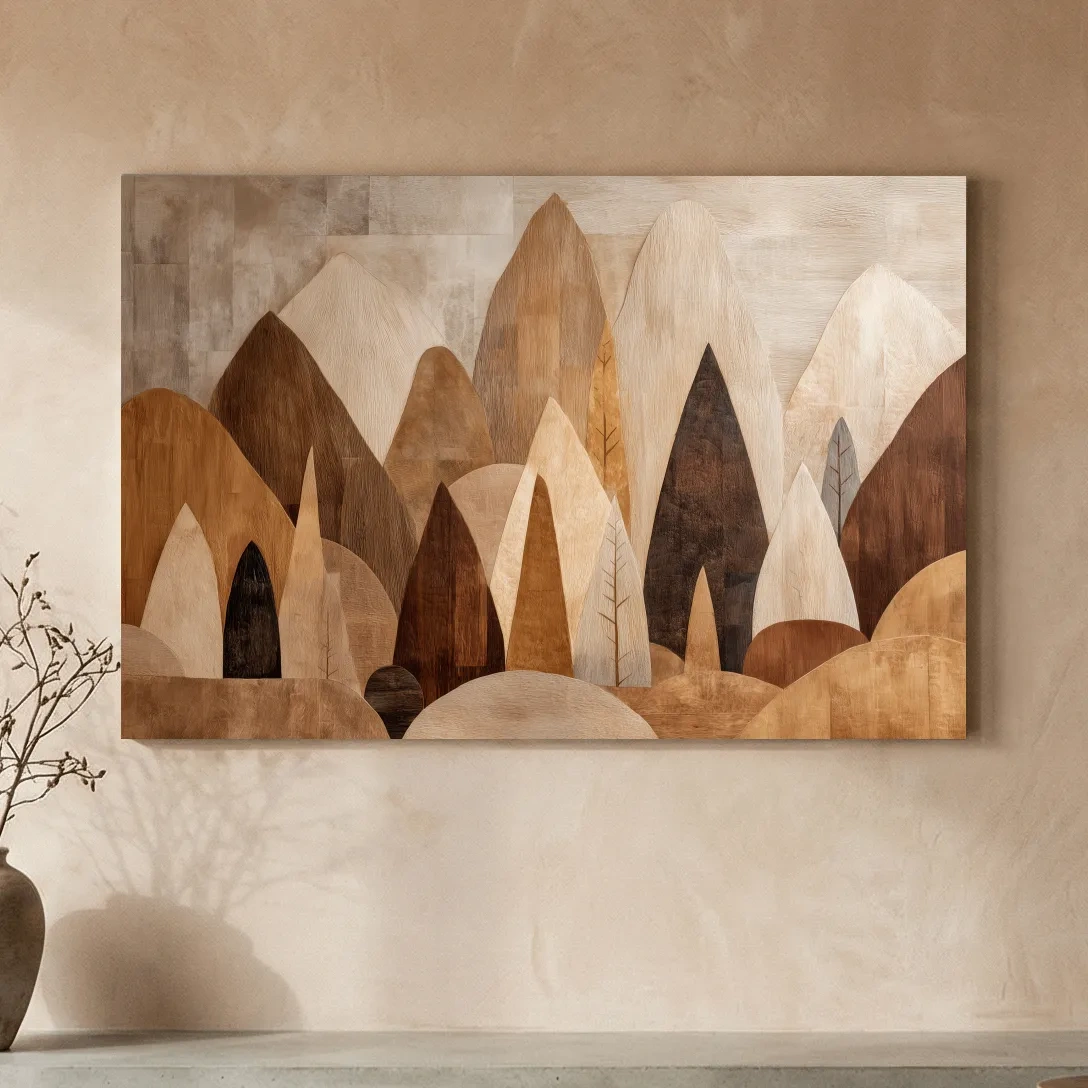 Earthy Abstract Boho Mountains - Modern Minimalist Forest Wall Art
