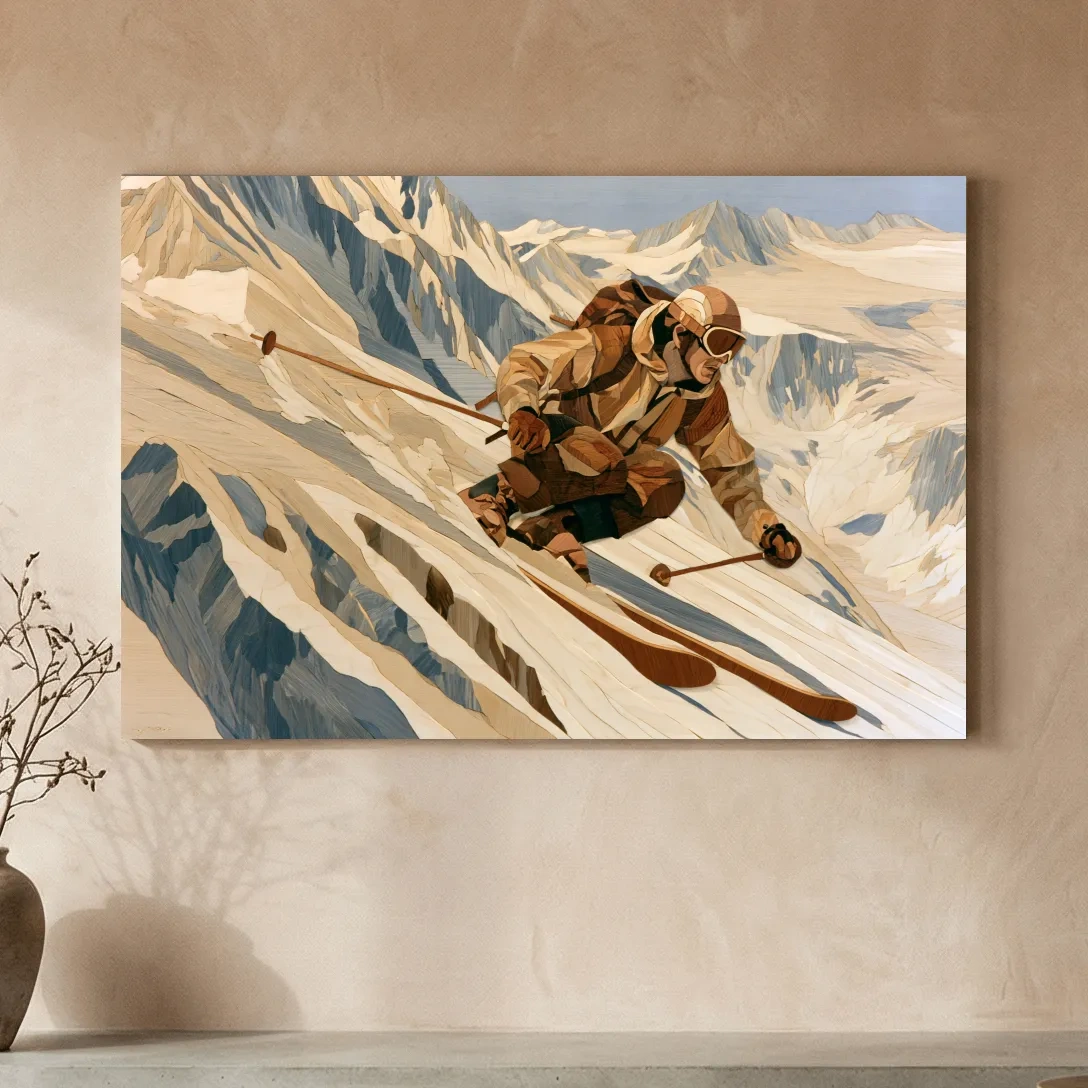 Dynamic Backcountry Skier Alpine Descent - Adventure Winter Sports Wall Art