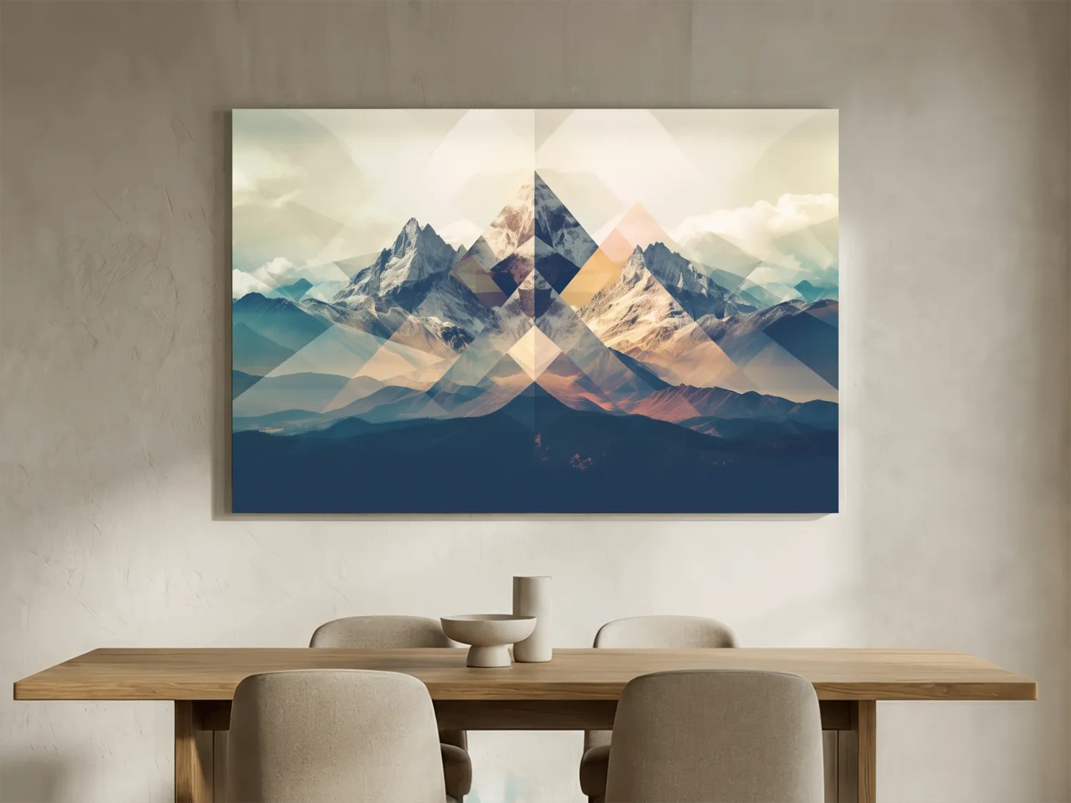Geometric Abstract Alpine Mountain Peaks - Modern Polygon Landscape Wall Art