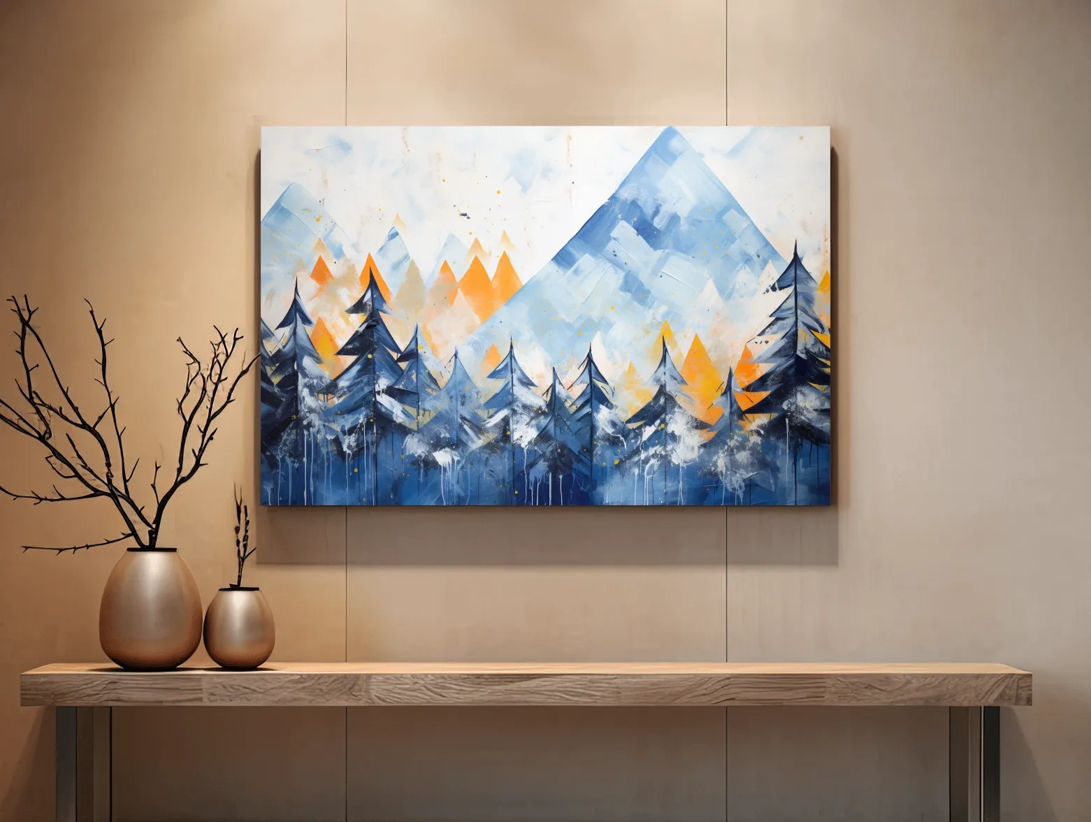 Abstract Alpine Mountain Peaks - Watercolor Forest Wall Art