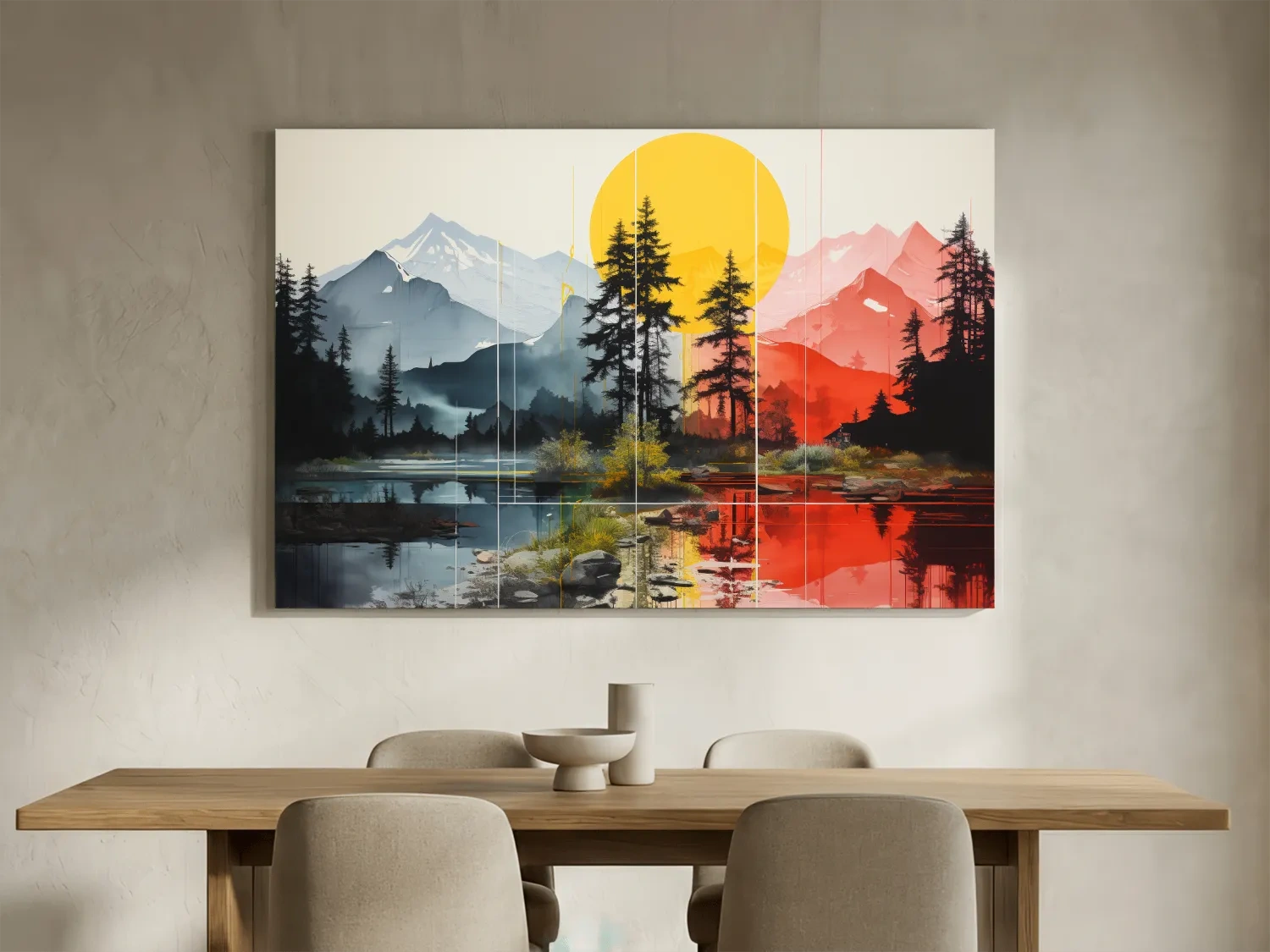 Abstract Alpine Lake Landscape - Mountain Sunset Wall Art