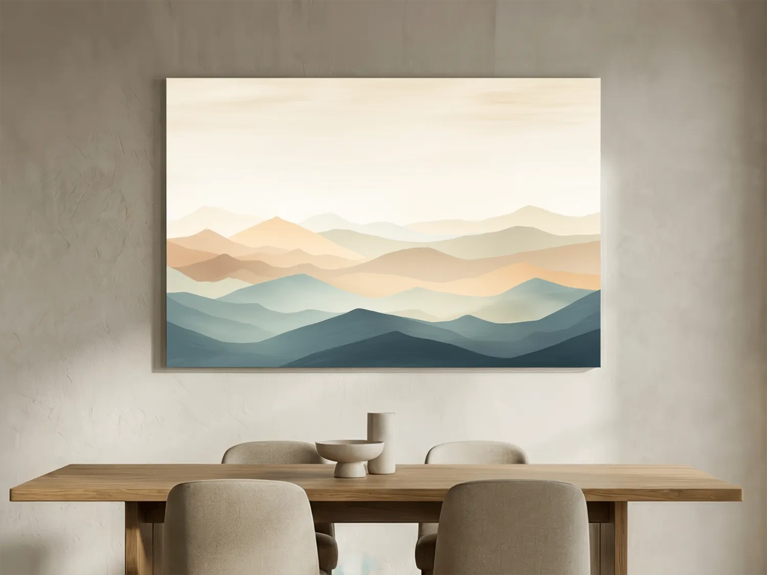 Minimalist Pastel Layered Mountain Landscape - Serene Abstract Nature Wall Art