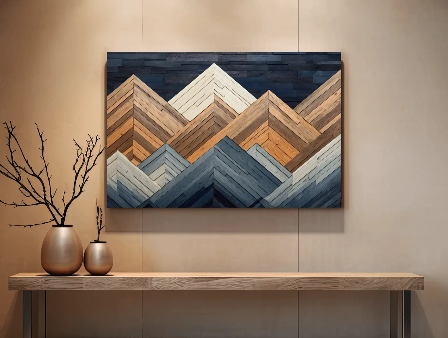 Printed wooden panel mountain art