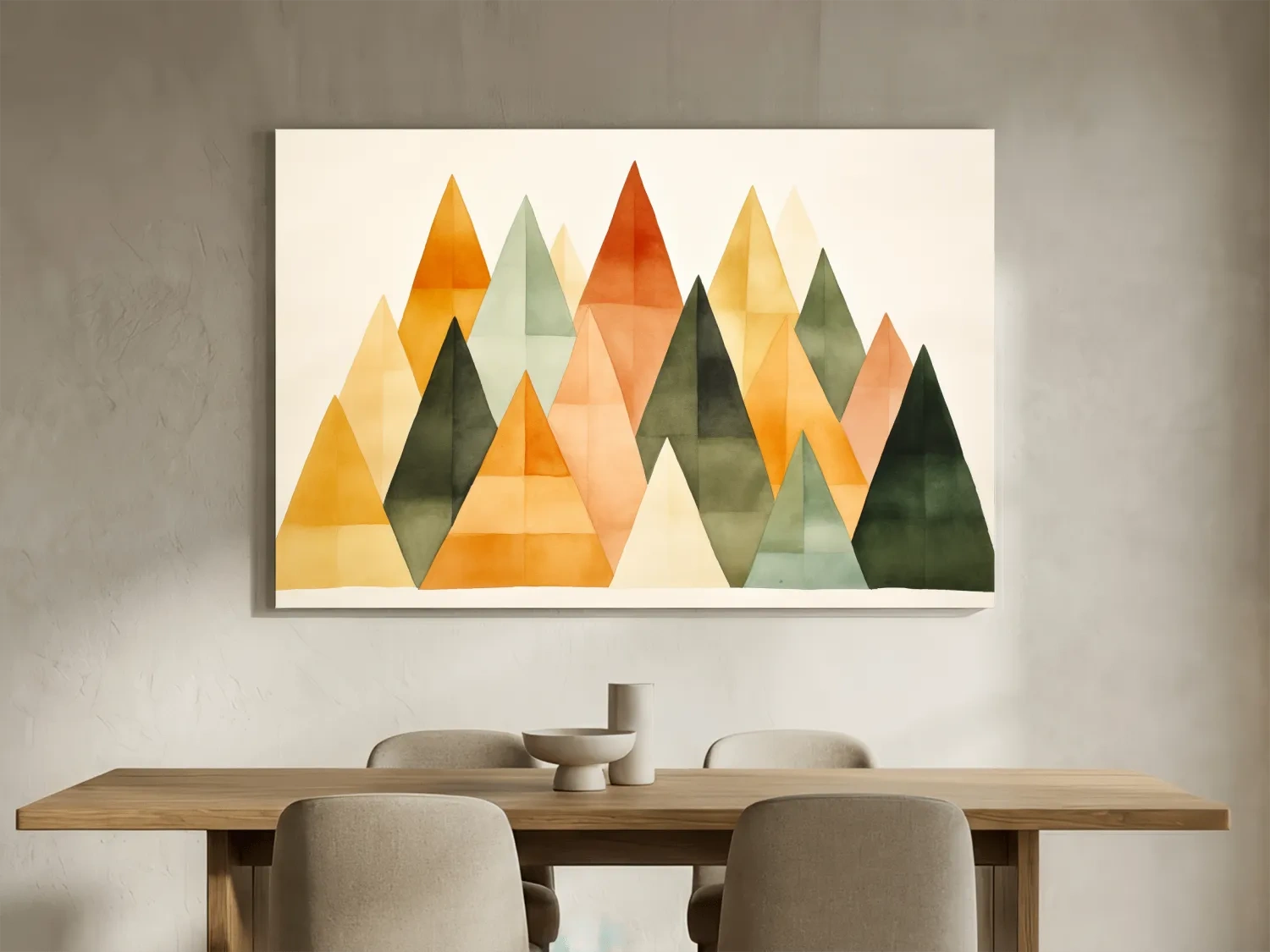 Geometric Watercolor Mountains - Modern Scandi Minimalist Wall Art