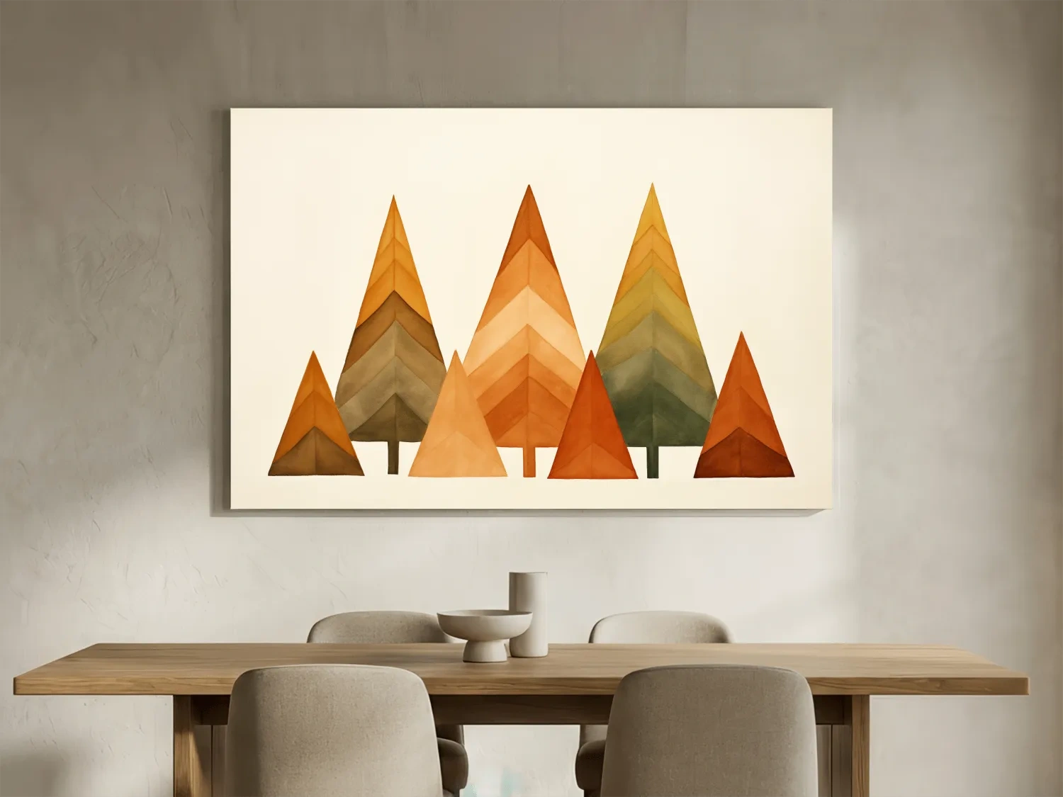 Minimalist Watercolor Pine Tree Forest - Scandinavian Geometric Nature Wall Art