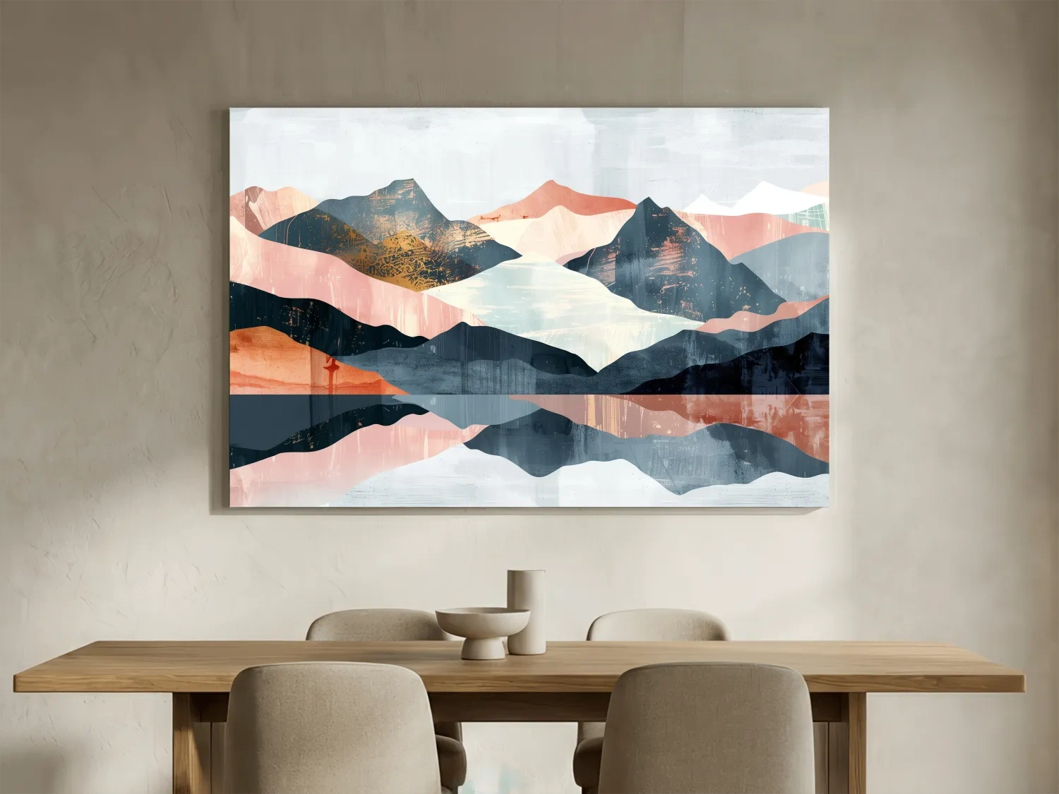 Abstract Pastel Mountain Peaks - Modern Landscape Wall Art