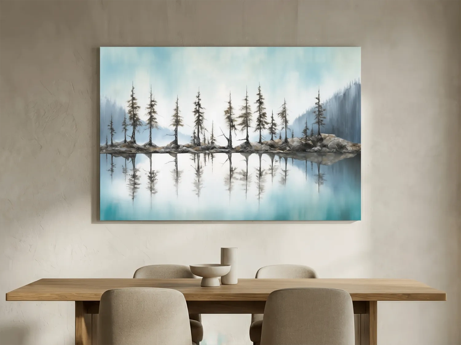 Minimalist Pine Tree Torqouise Alpine Lake Reflection - Pacific Northwest Wall Art