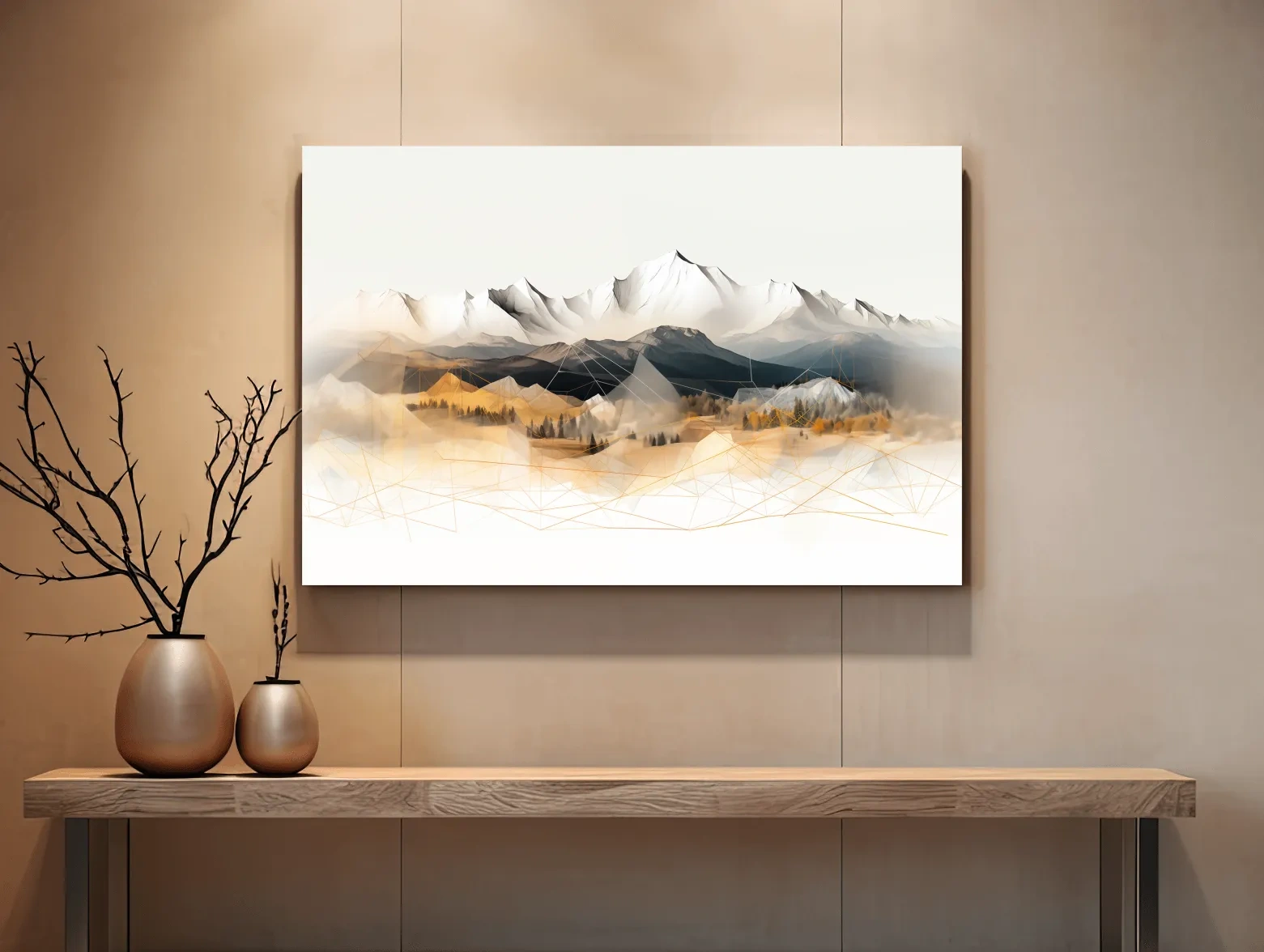 Geometric Mountain Range Forest Landscape - Modern Abstract Wall Art