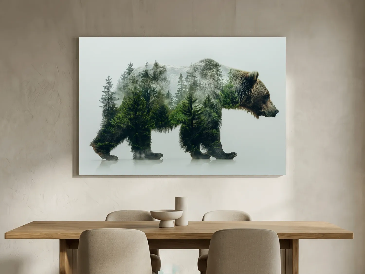 Surreal Grizzly Bear Double Exposure Forest - Wildlife Nature Wall Art