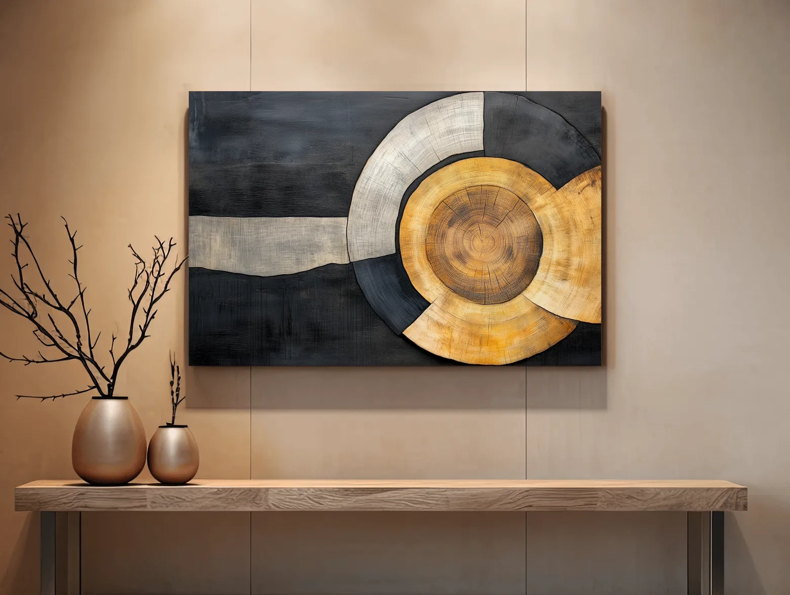 Textured Abstract Wood Grain Circles - Modern Rustic Geometric Wall Art