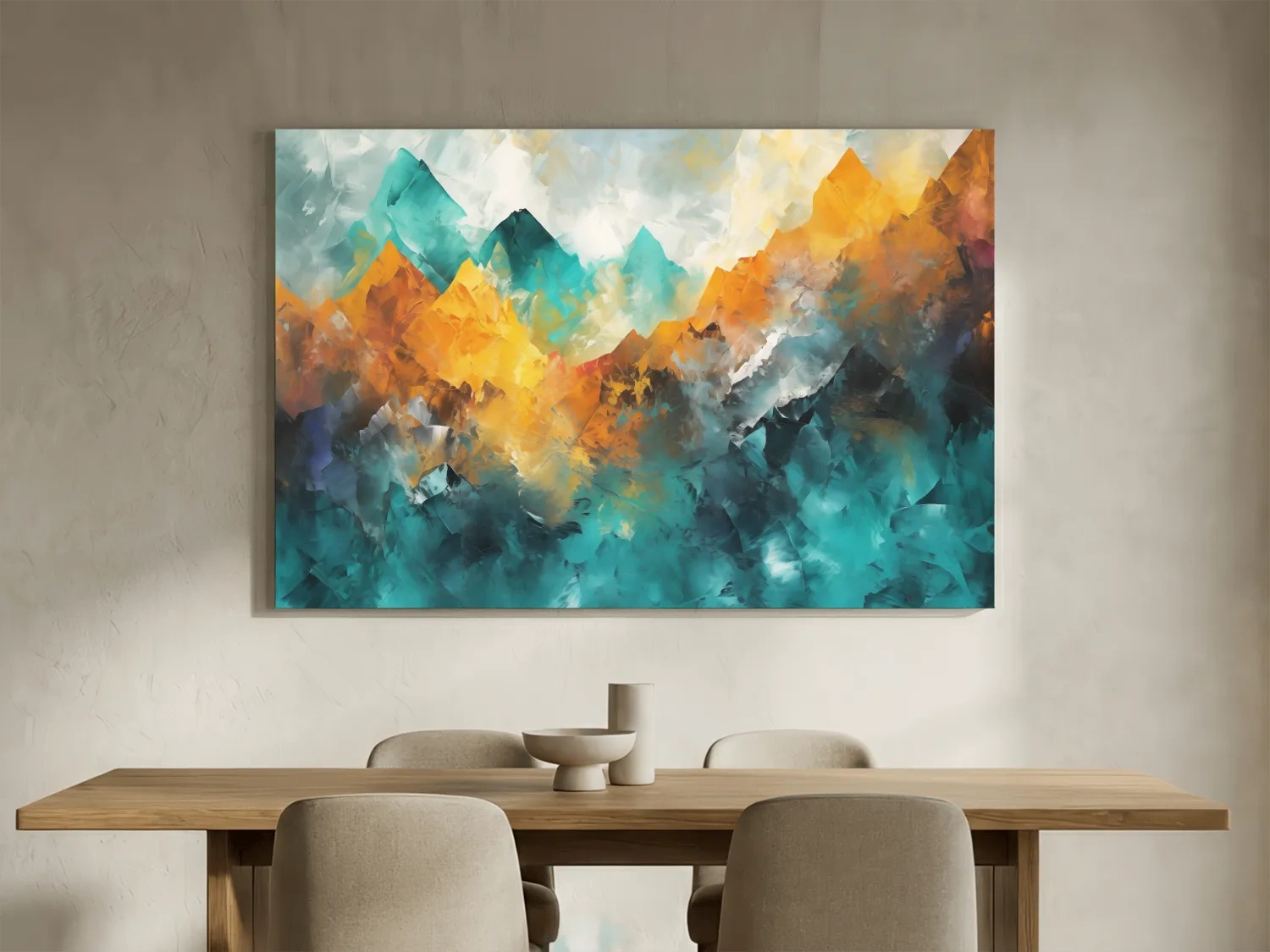 Vibrant Abstract Mountain Painting - Colorful Landscape Wall Art