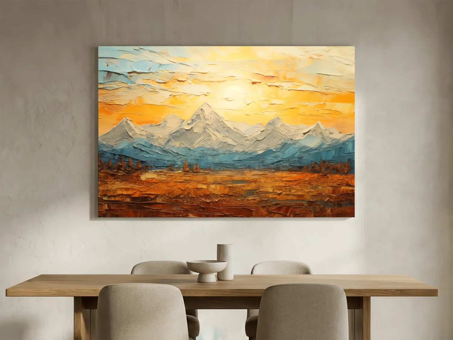 Abstract Glacier Sunrise Landscape - Impasto Style Wall Art