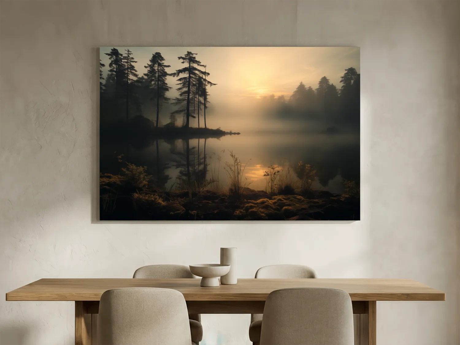 Nature Photography Wall Art - Misty Lake Sunrise & Forest