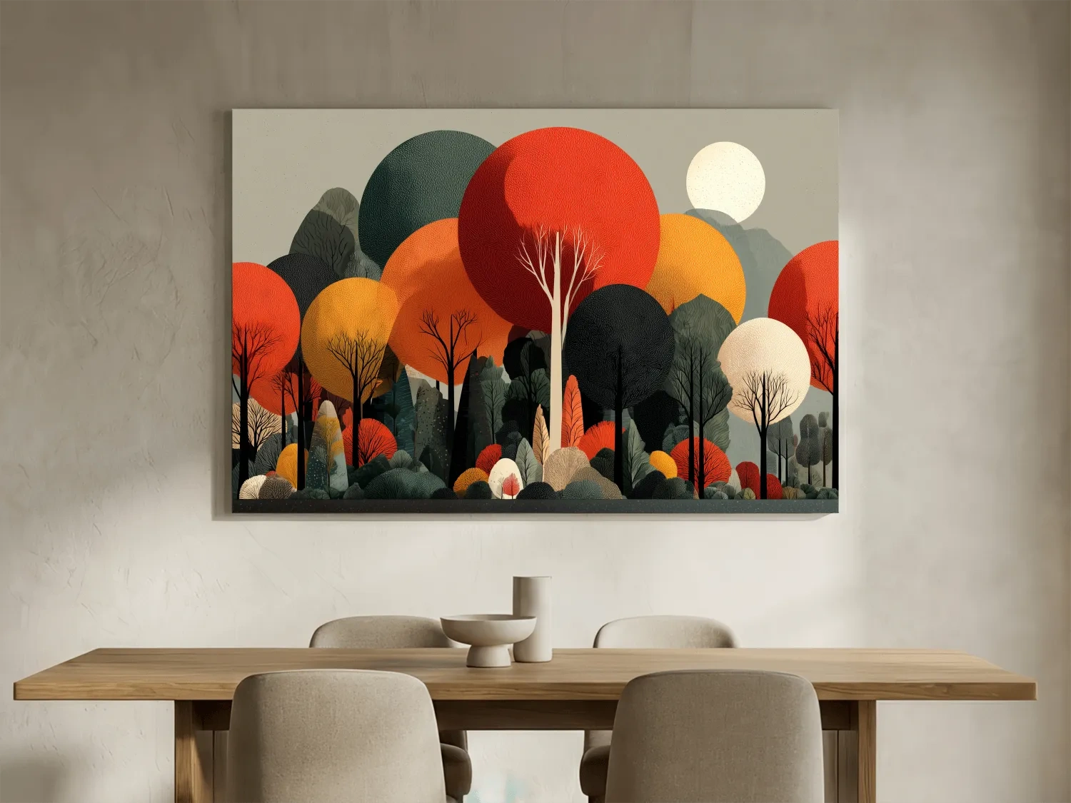 Abstract Autumn Forest Trees Canvas Art - Modern Scandinavian Wall Art