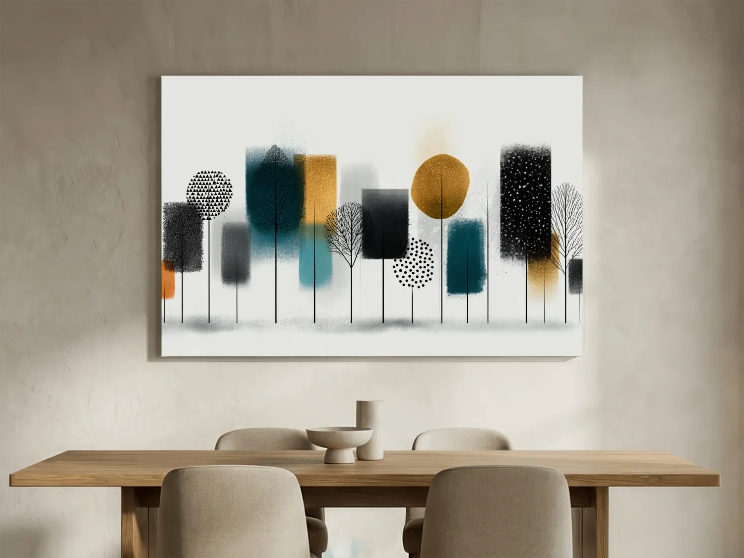 Abstract Minimalist Forest Grove Silhouettes - Modern Scandinavian Geometric Wall Art