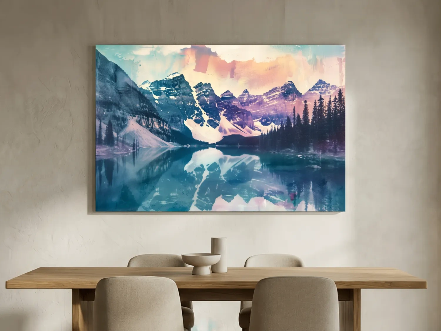 Valley of the Ten Peaks Watercolor Painting - Moraine Lake Banff Wall Art