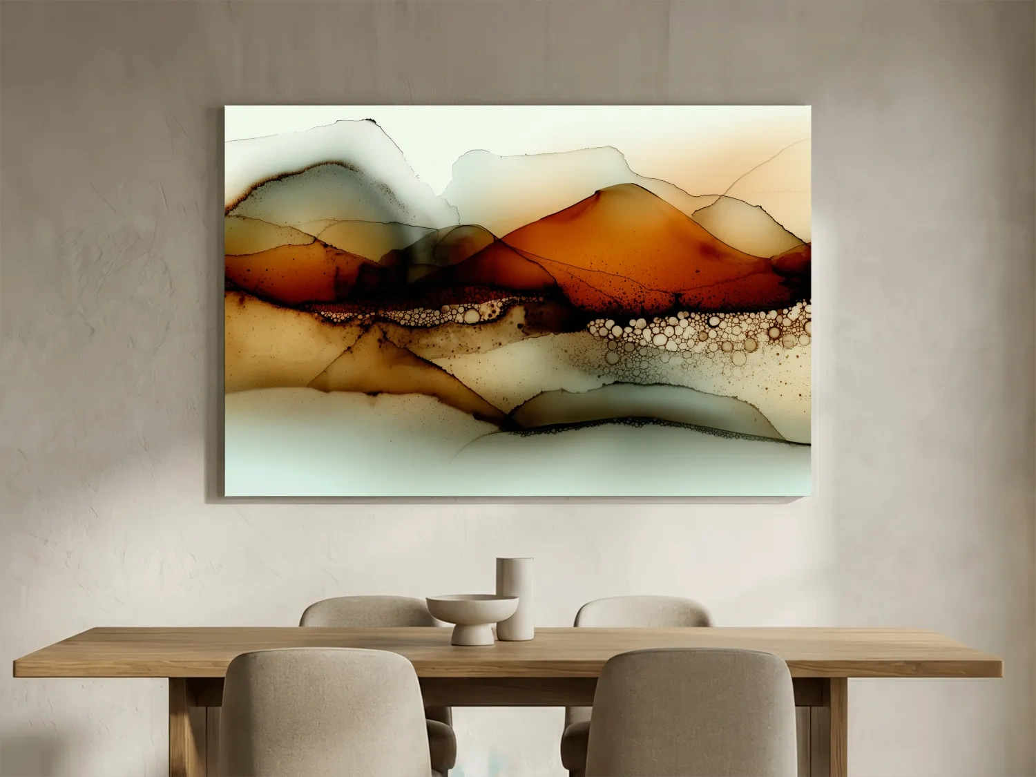 Amber Alcohol Ink Mountains - Abstract Landscape Wall Art