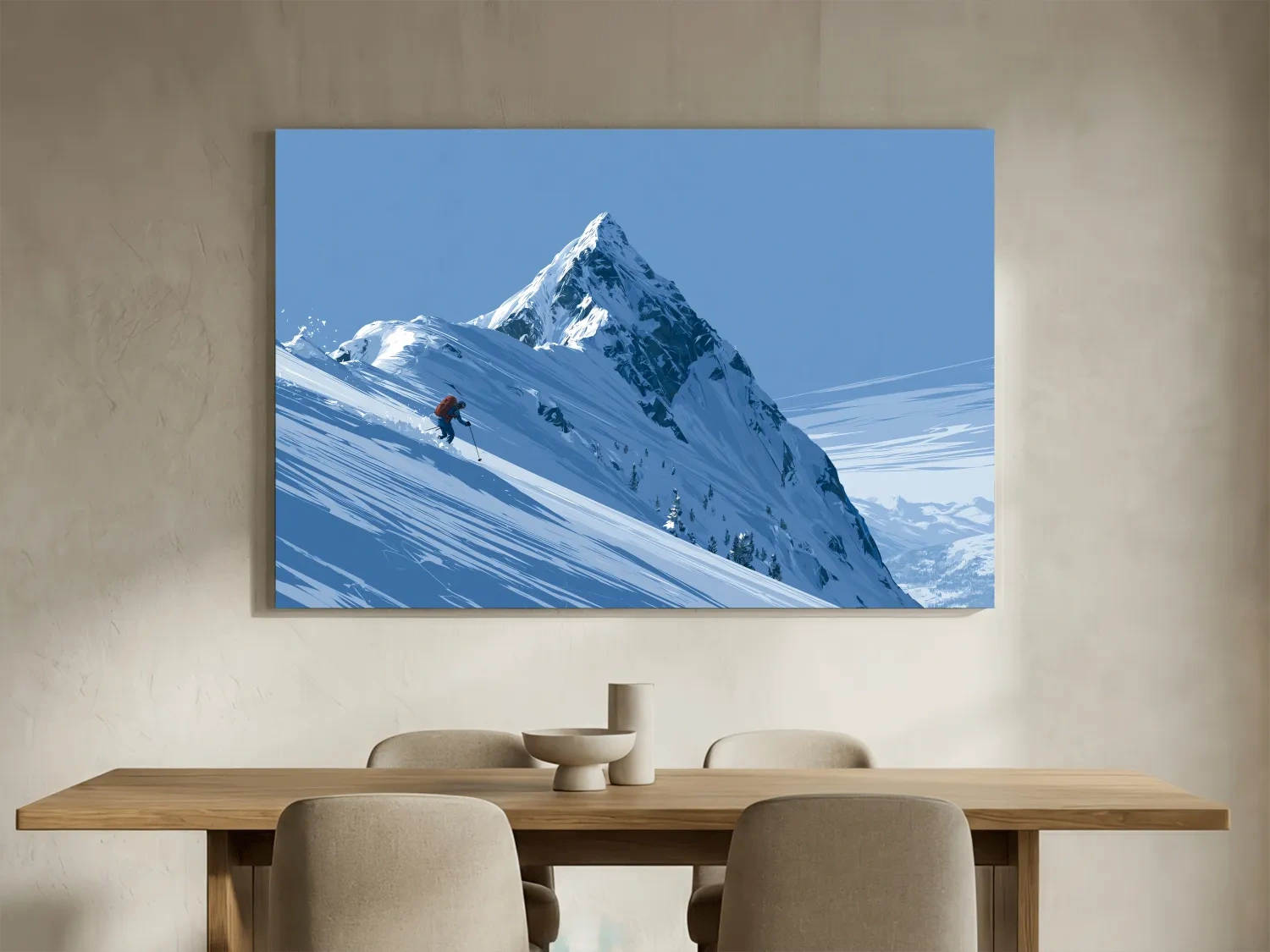 Epic Backcountry Skier On Snowy Peak - Alpine Mountain Winter Wall Art