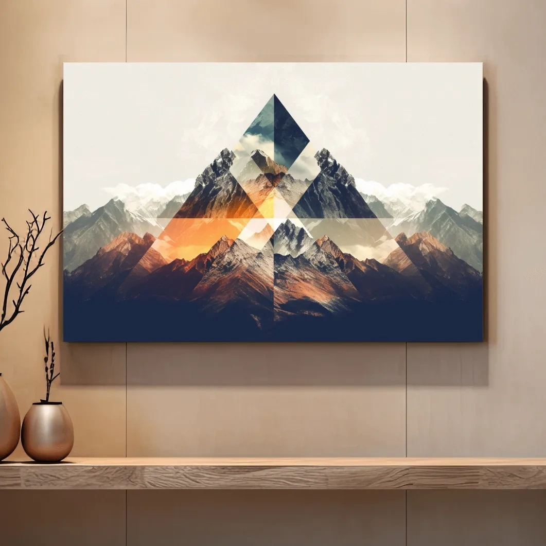 Abstract and geometric textured mountain art