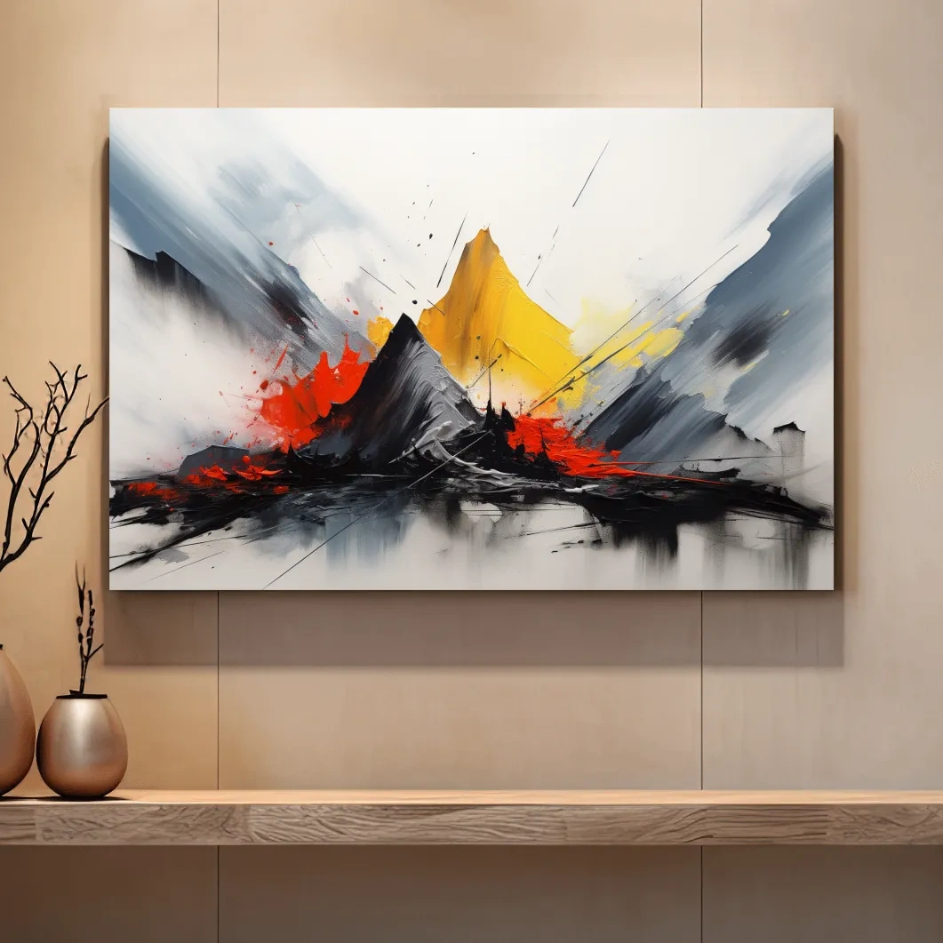 Simple smeared paint abstract artwork representing mountains
