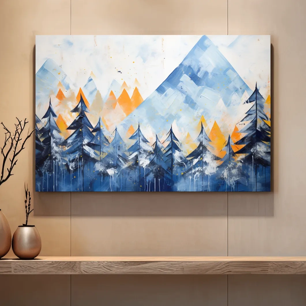Abstract Alpine Mountain Peaks - Watercolor Forest Wall Art