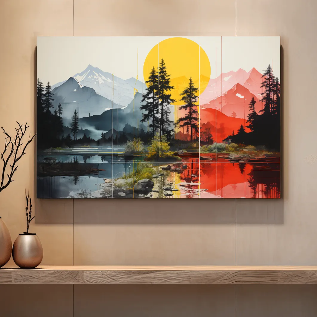 Abstract Alpine Lake Landscape - Mountain Sunset Wall Art