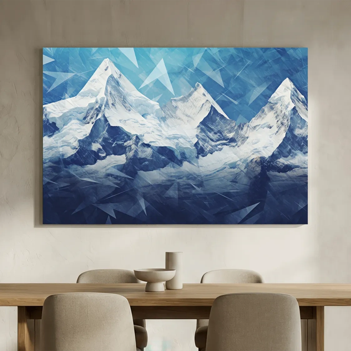 Geometric Icy Glacial Alpine Peaks - Abstract Mountain Landscape Wall Art