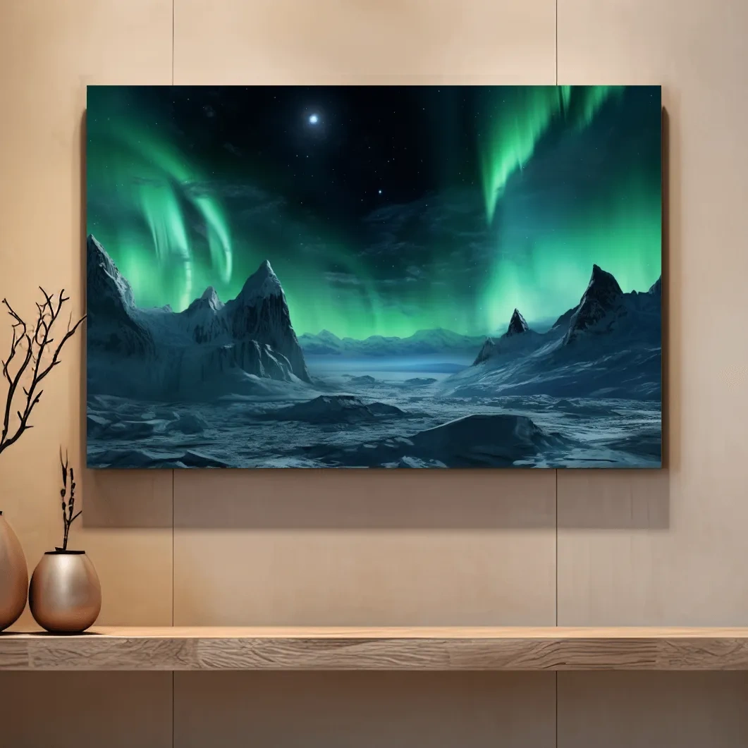 Photographic art, northern lights over the arctic