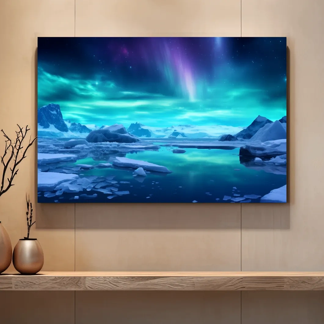 Northern lights over the antarctic ice, photographic wall art