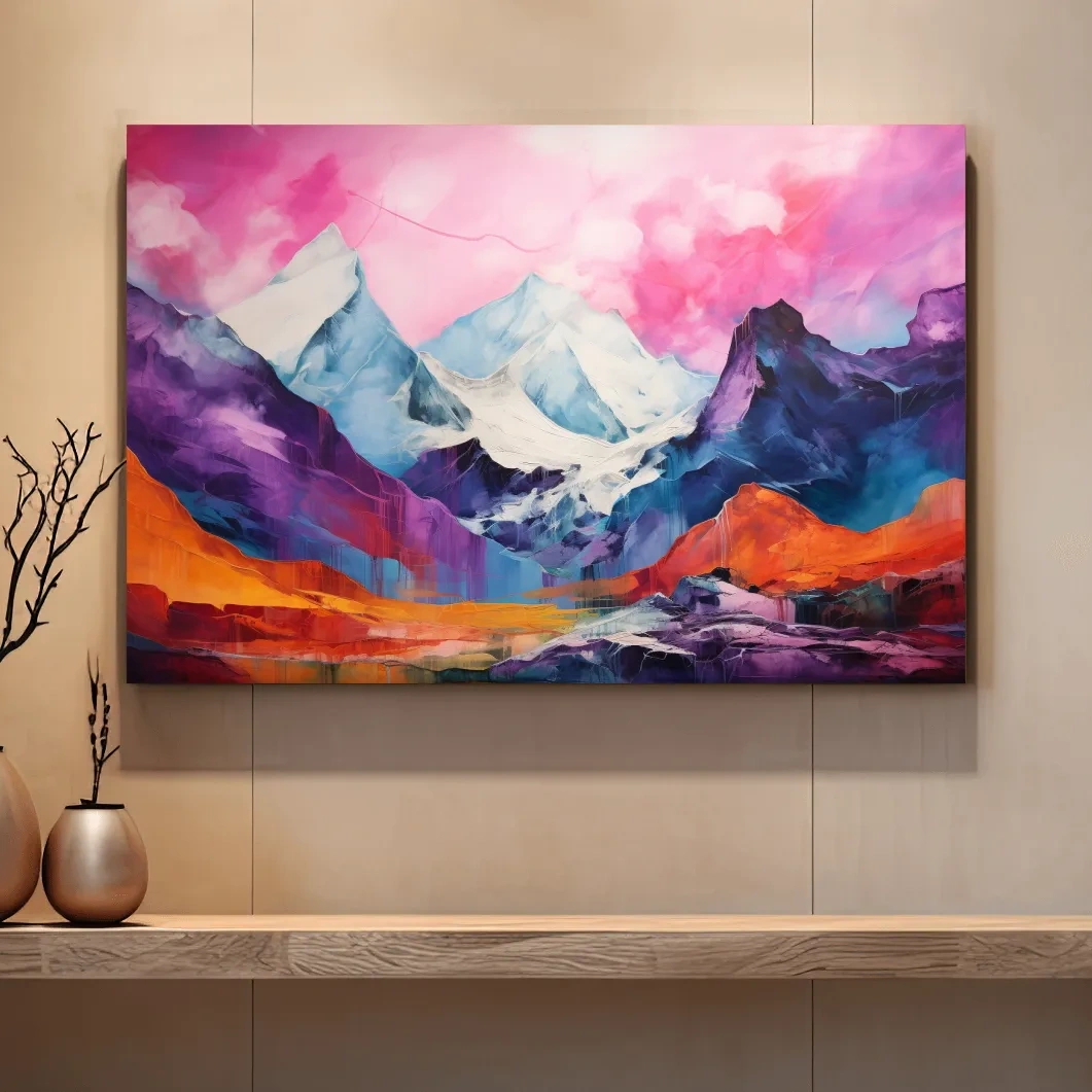 Bright colourful mountain painting