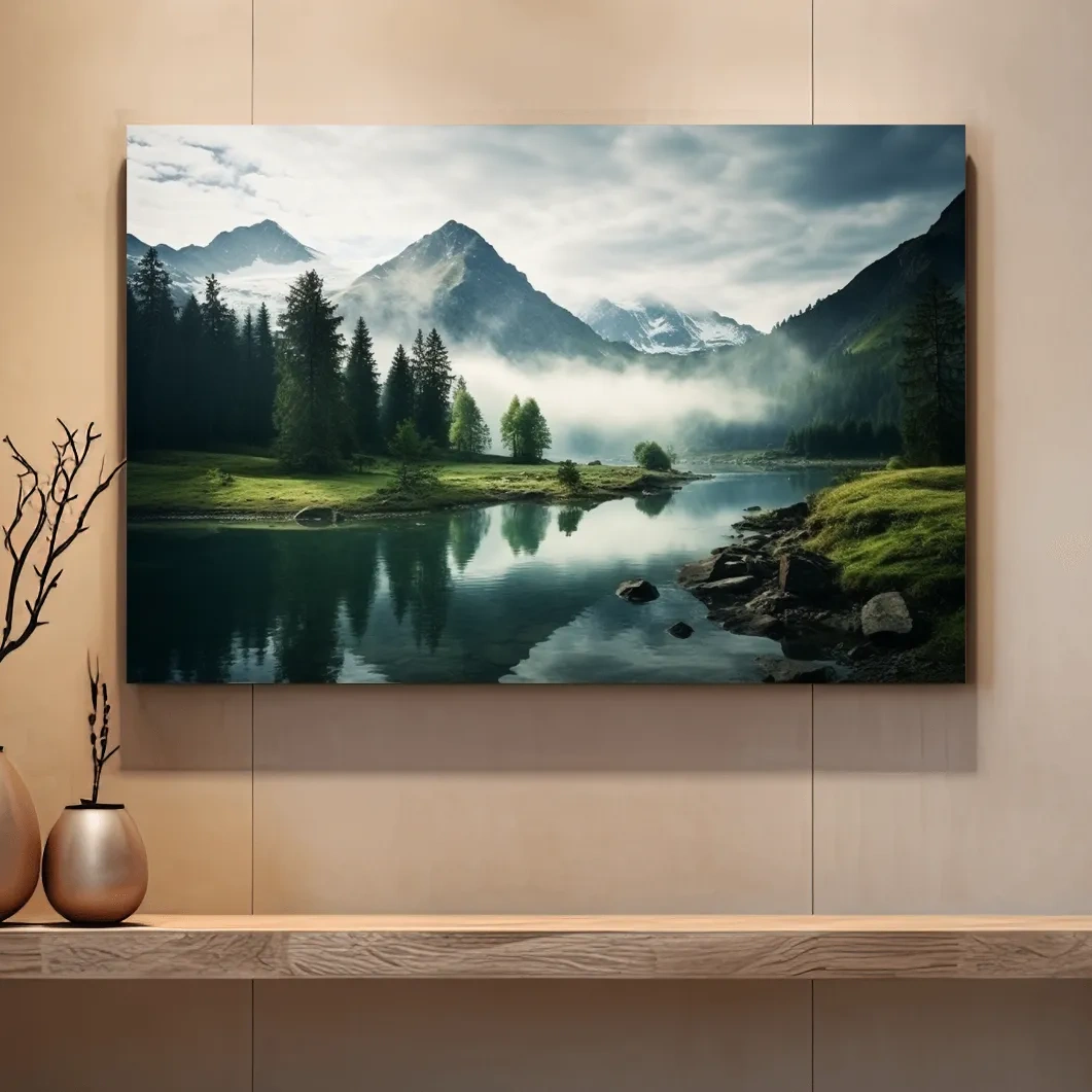 Photographic art, morning mountain mist