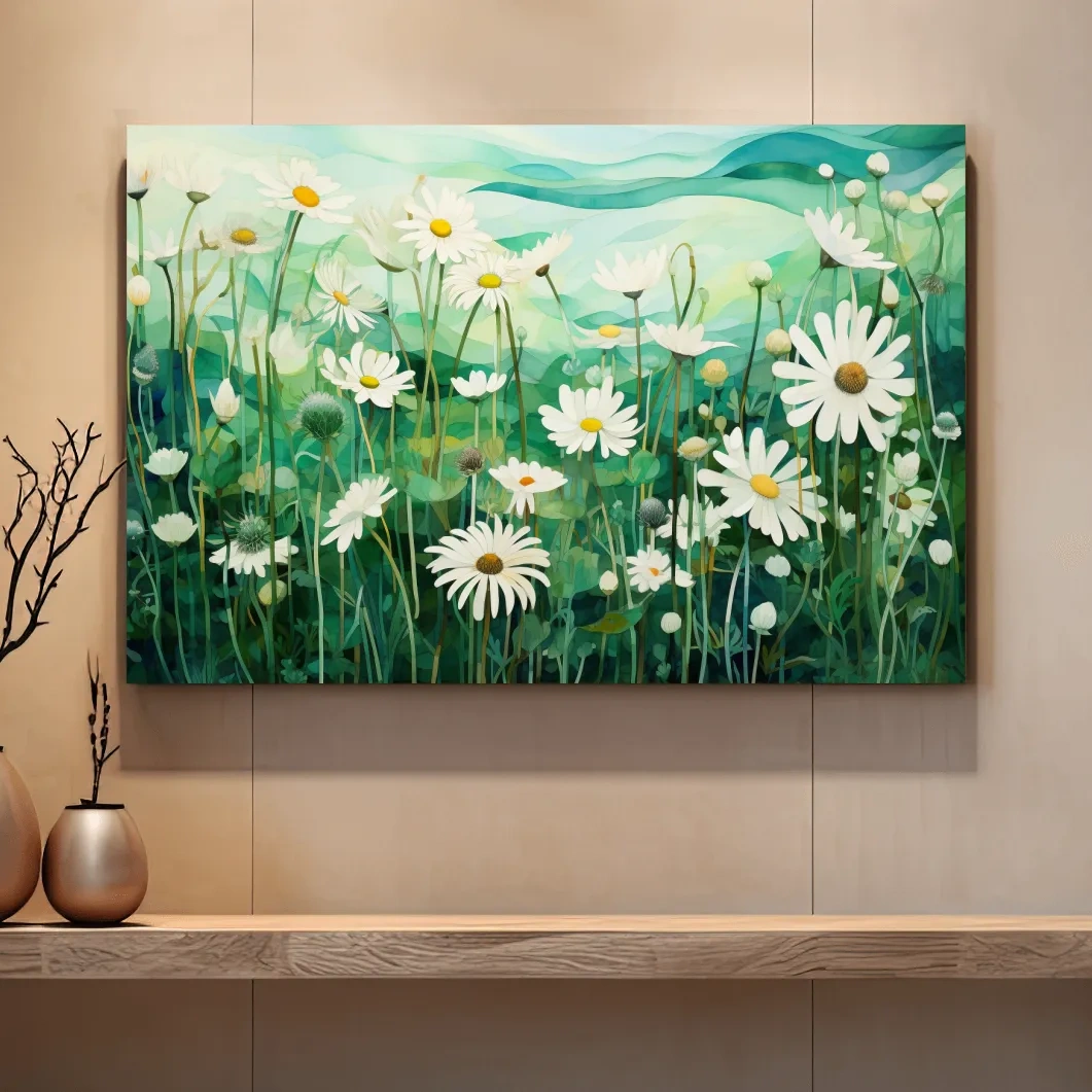 Painting of flowers in the alpine grass