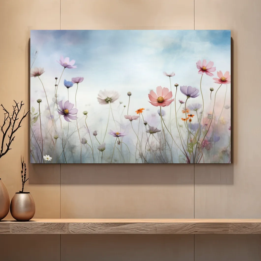 Dreamy Pastel Wildflower Meadow Painting - Soft Watercolor Floral Wall Art