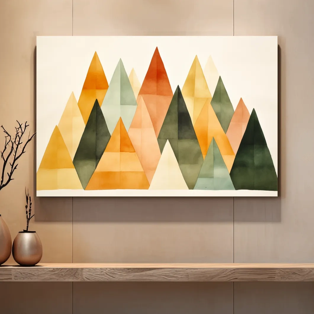 Geometric Watercolor Mountains - Modern Scandi Minimalist Wall Art