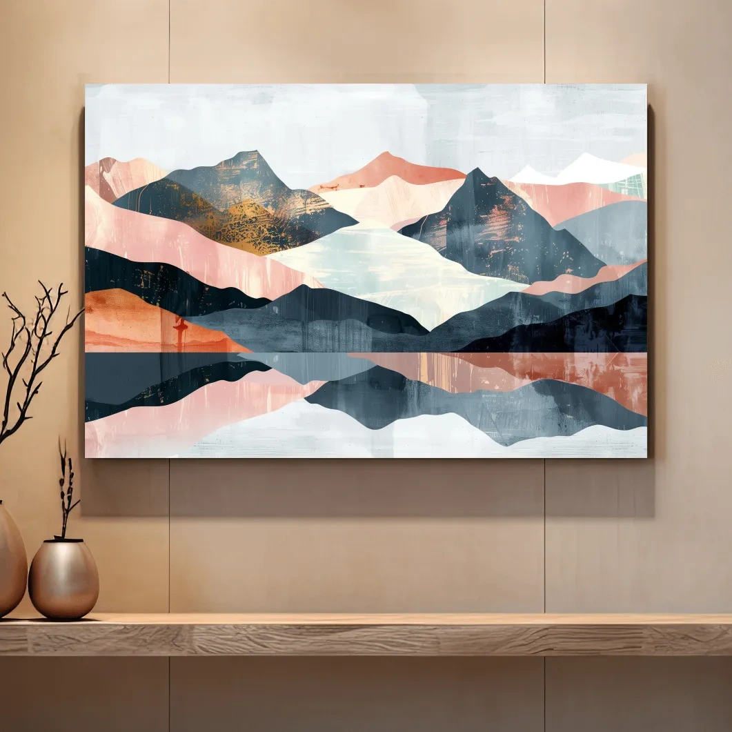 Abstract Pastel Mountain Peaks - Modern Landscape Wall Art