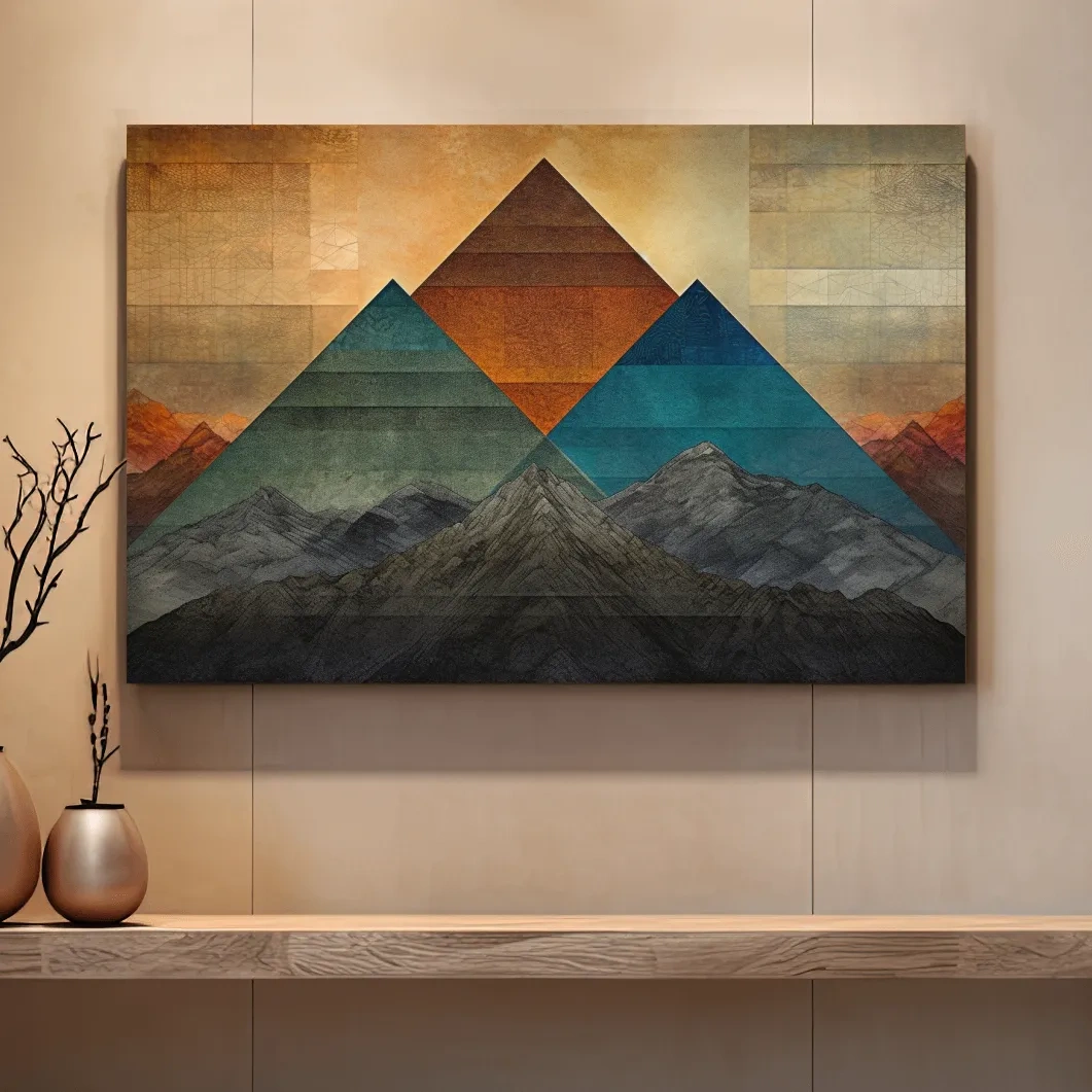 Abstract mountain art, triangular mountain shapes