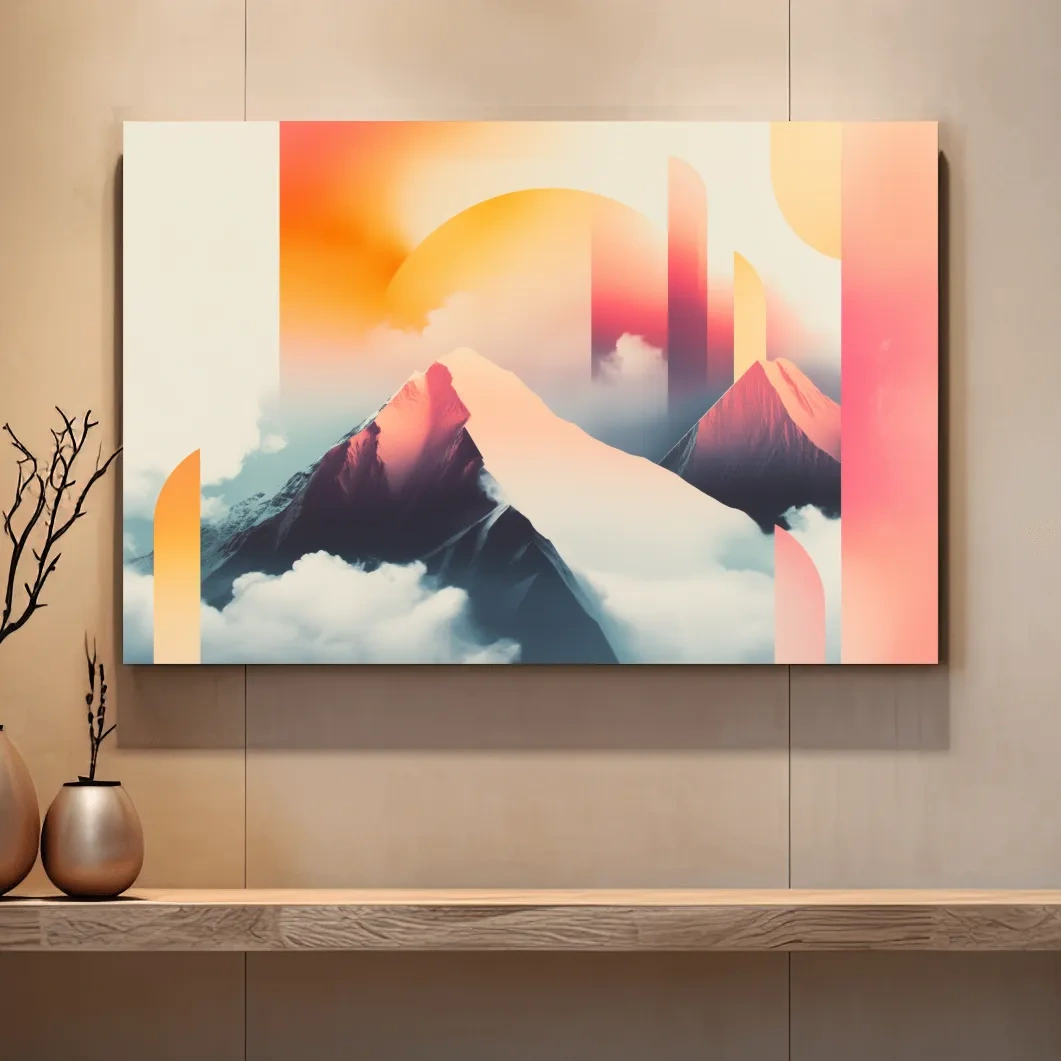 Abstract retro style mountain ski poster artwork