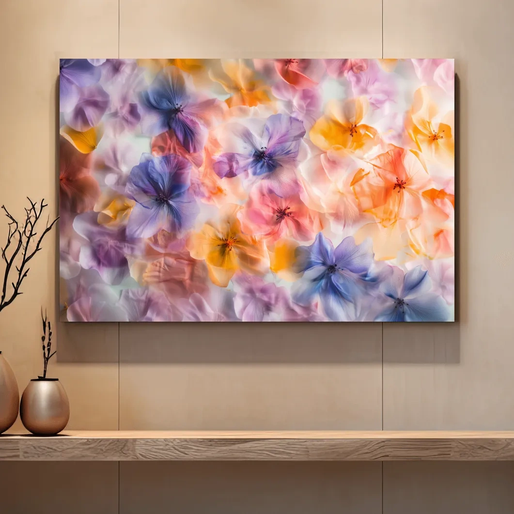 Colorful oshibana pressed flower artwork