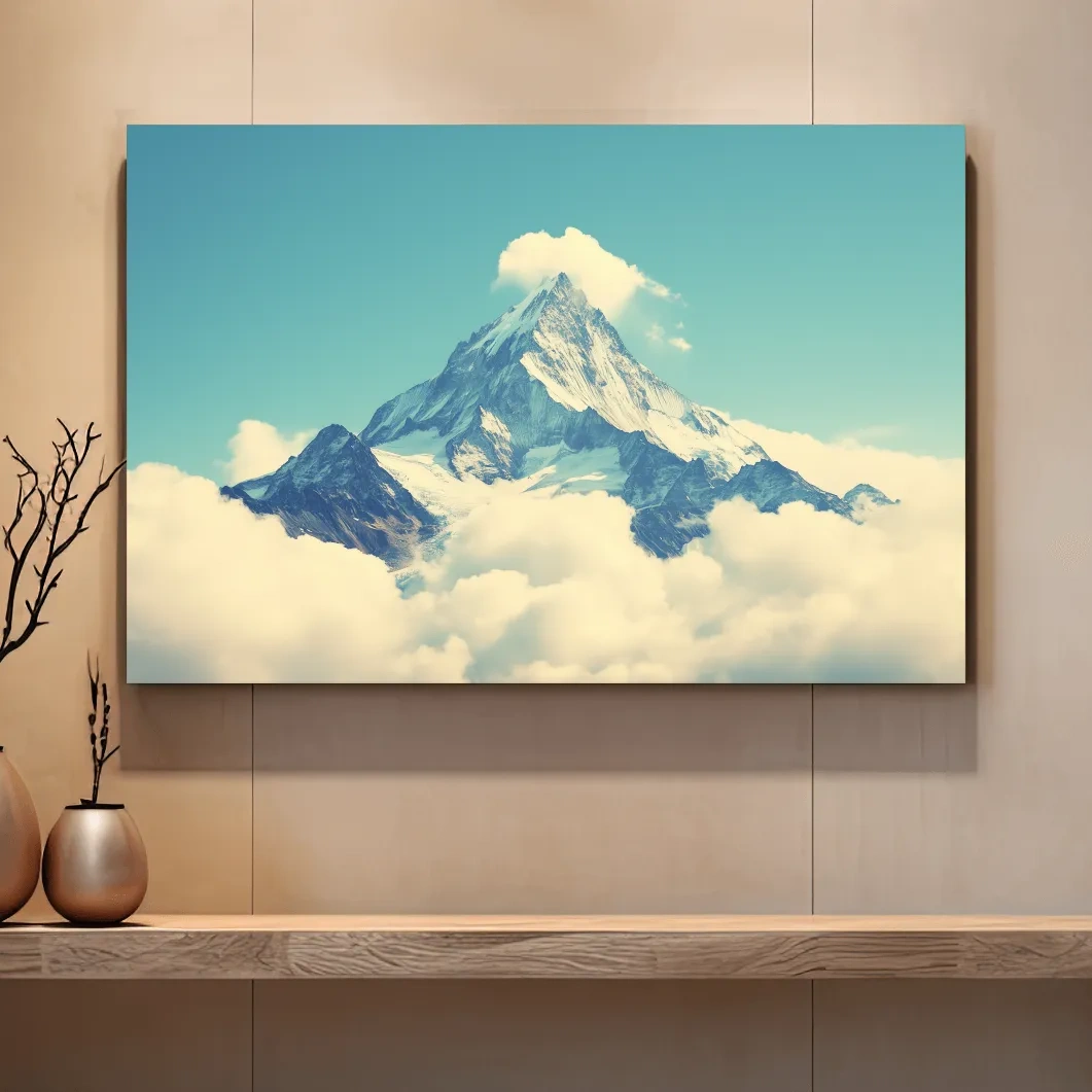 Snowy Alpine Peak Above Clouds - Serene Mountain Wall Art