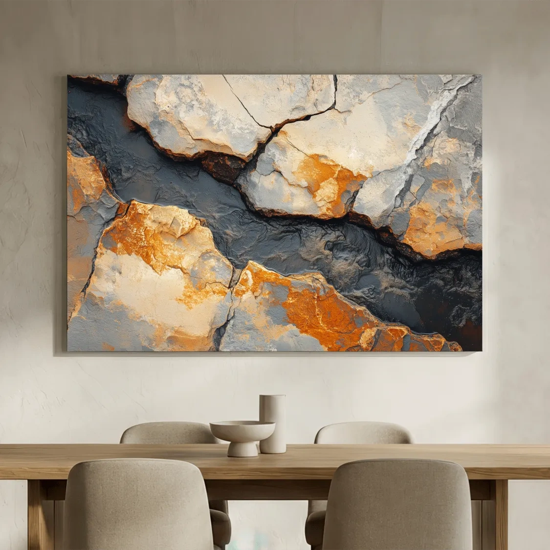 Rust And Slate Cracked Stone Texture - Rustic Geology Wall Art