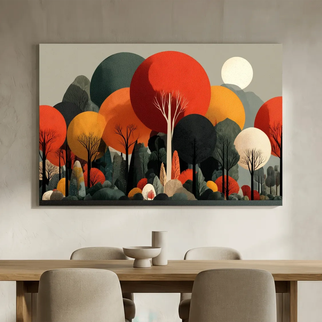 Abstract Autumn Forest Trees Canvas Art - Modern Scandinavian Wall Art