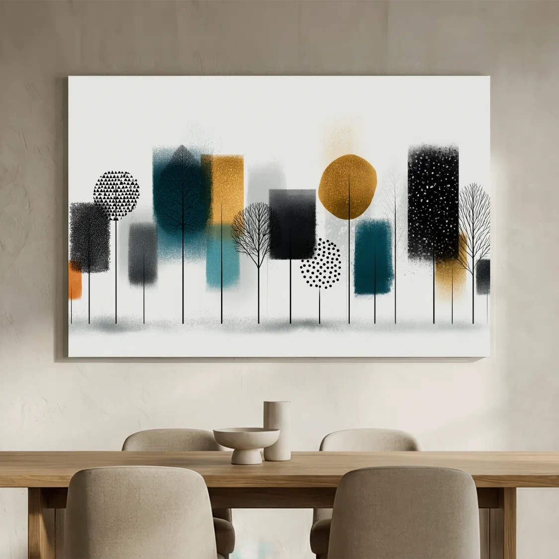 Abstract Minimalist Forest Grove Silhouettes - Modern Scandinavian Geometric Wall Art