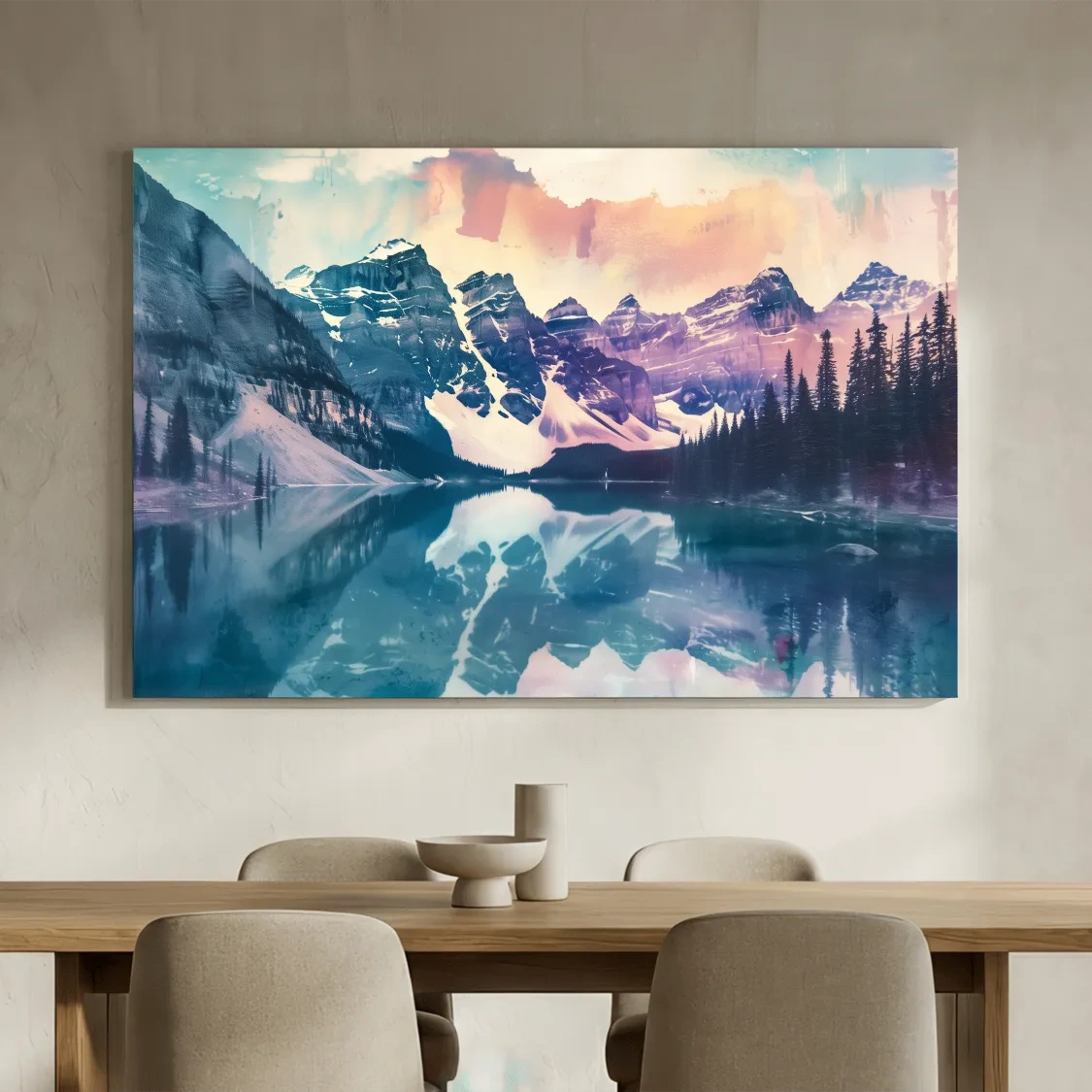 Valley of the Ten Peaks Watercolor Painting - Moraine Lake Banff Wall Art