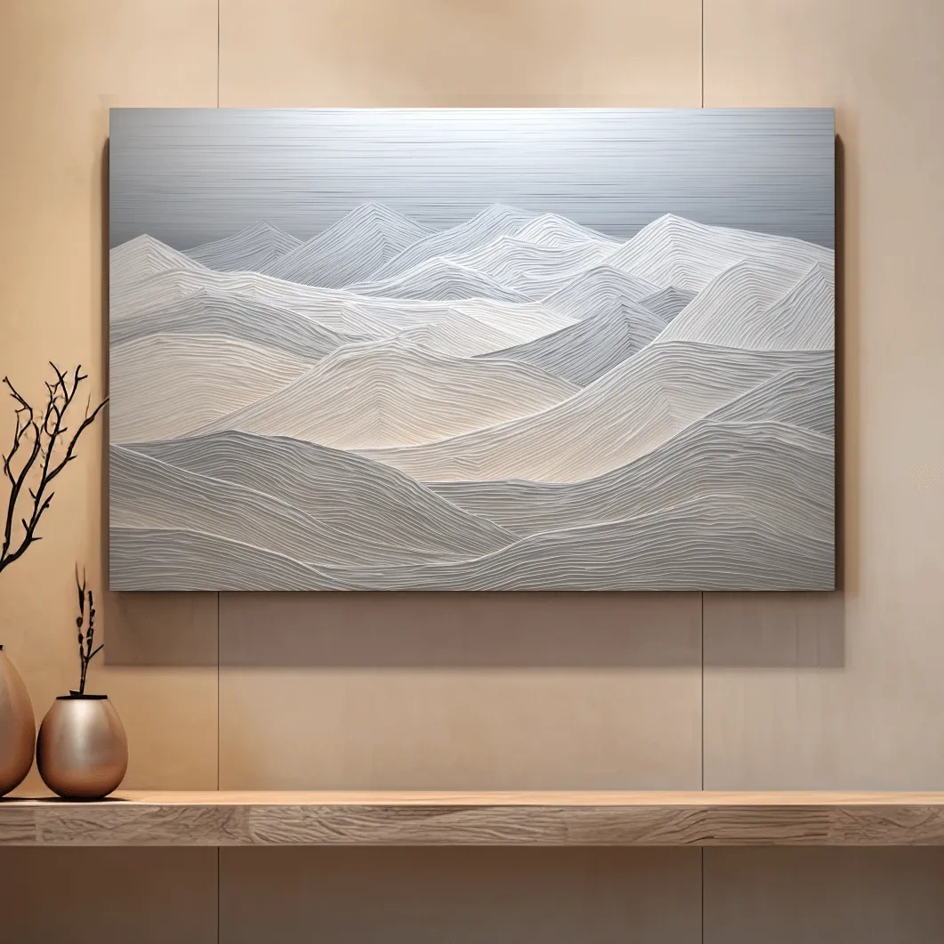 Minimalist Textured Topographic Mountain Ridges - 3D Painting Effect Wall Art