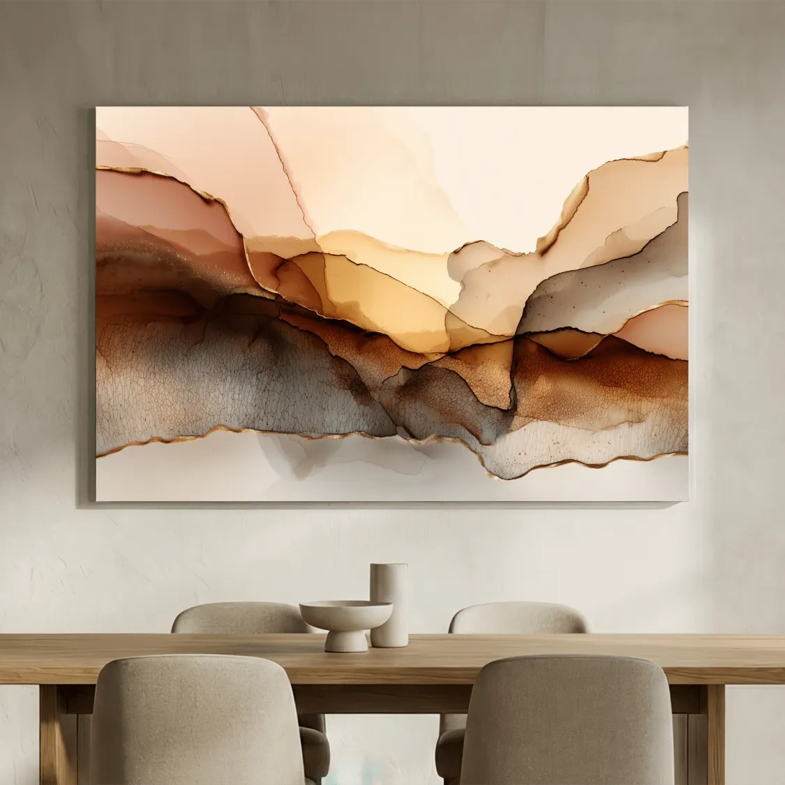 Abstract Alcohol Ink Landscape Painting - Modern Minimalist Wall Art