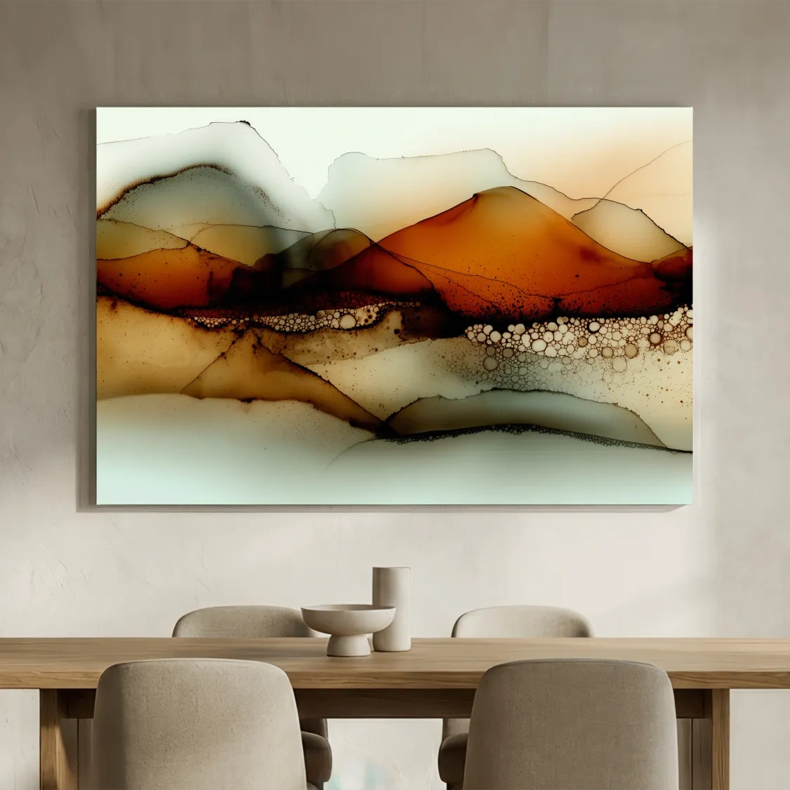 Amber Alcohol Ink Mountains - Abstract Landscape Wall Art