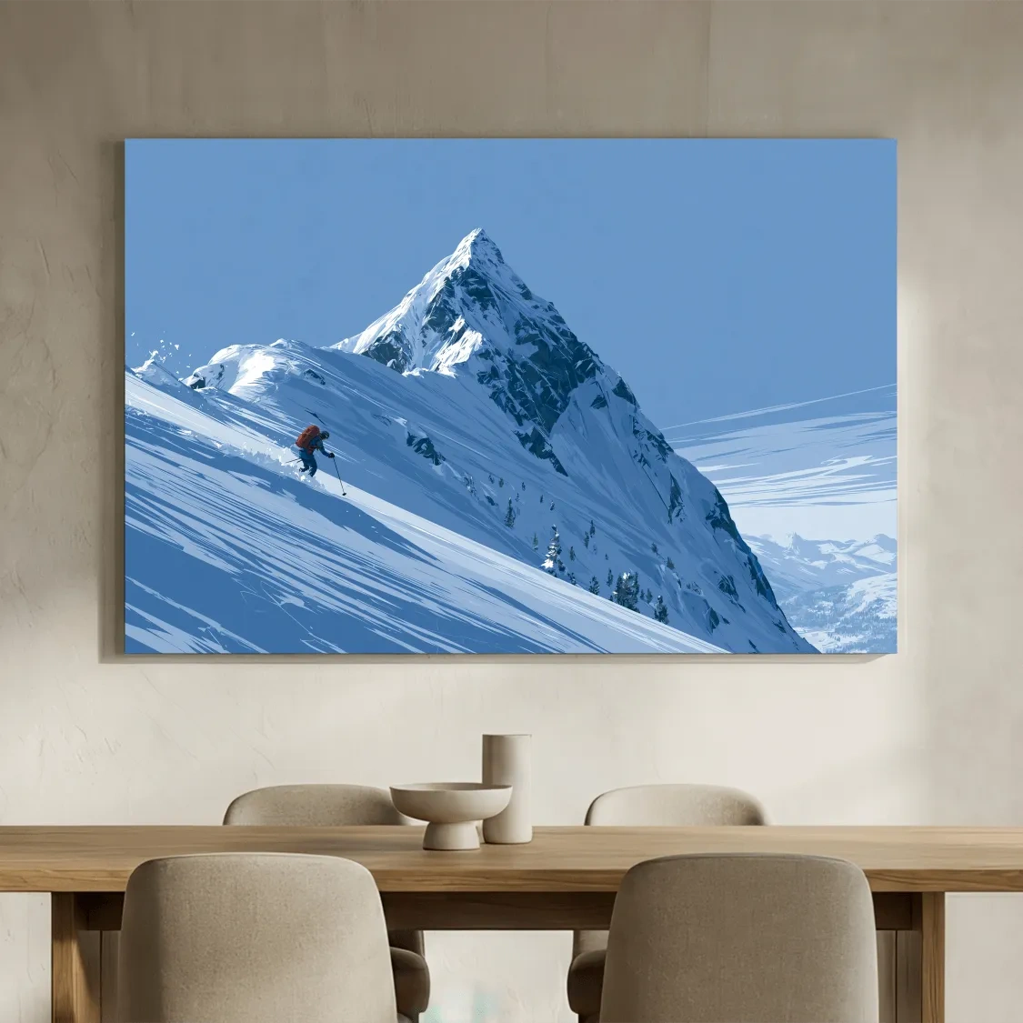 Epic Backcountry Skier On Snowy Peak - Alpine Mountain Winter Wall Art