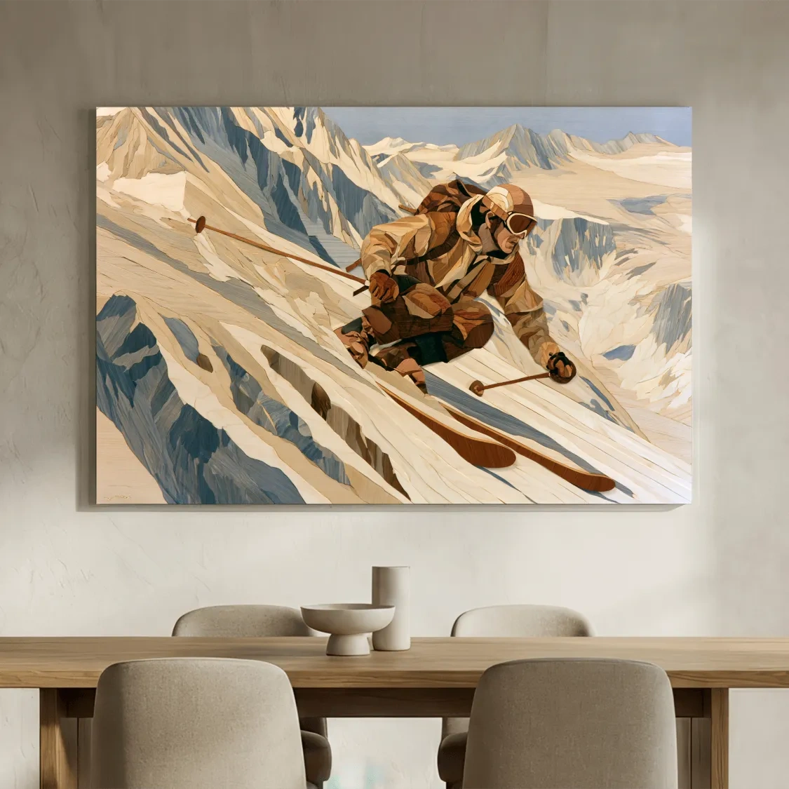 Dynamic Backcountry Skier Alpine Descent - Adventure Winter Sports Wall Art