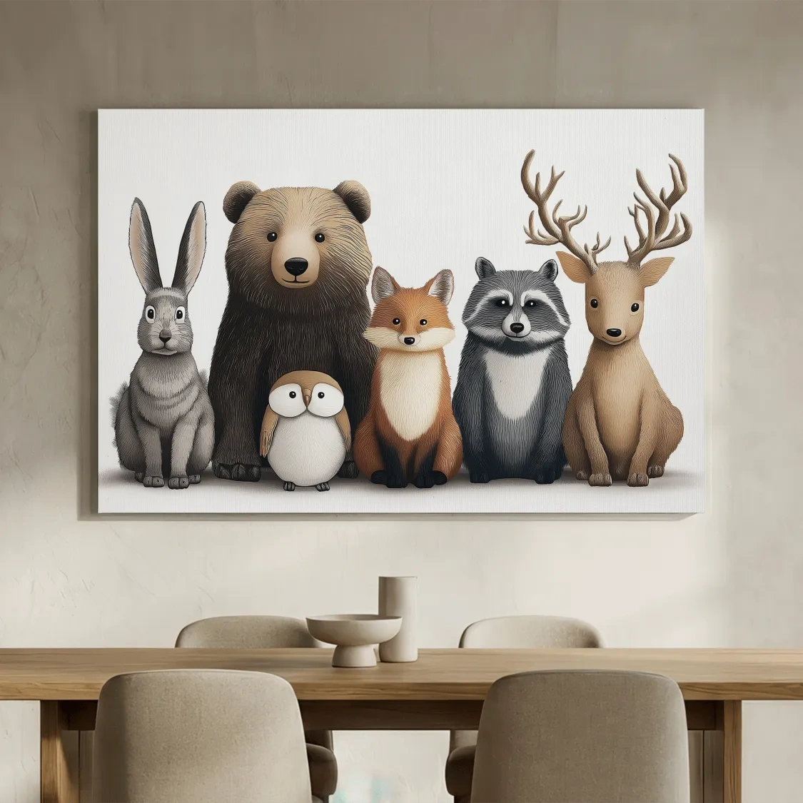 Cute Woodland Animal Art Illustration - Nursery Wildlife Wall Art - Childrens Room Decor